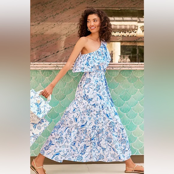 NWT! Lilly Pulitzer Mayella Midi One-Shoulder Dress